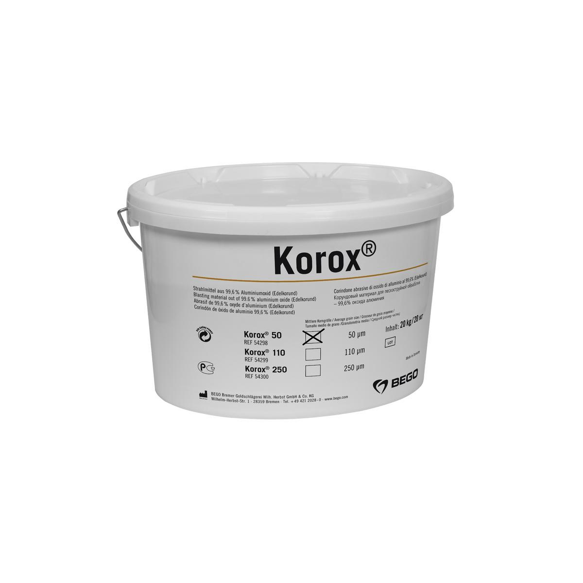 Korox 50 - корундовый материал для пескоструйной обработки, 20 кг → купить ...