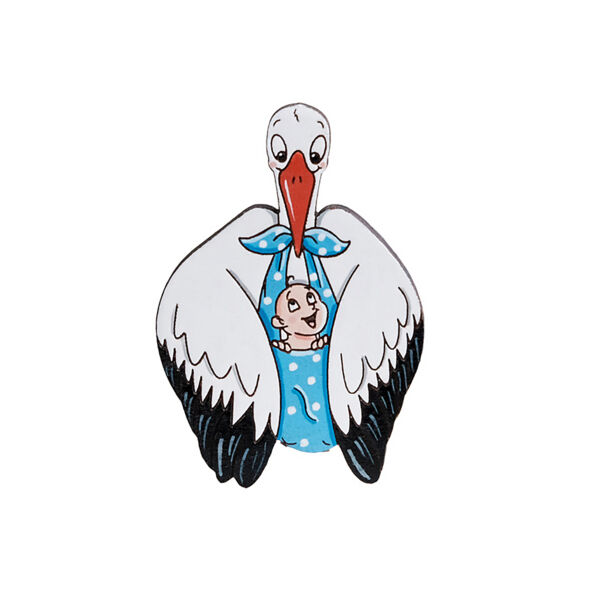 Значок "Аист с малышом", голубая пеленка - фото 0