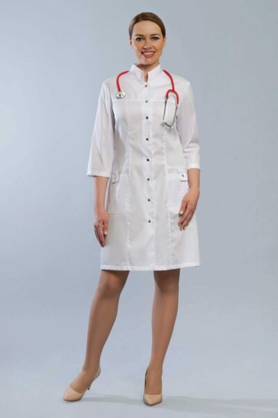 Халат медицинский женский Doctor Big 248, рукав 3/4, белый, 52 - фото 0