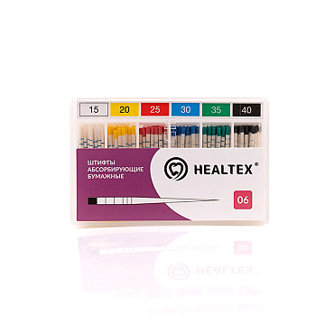 Штифты абсорбирующие бумажные Healtex, конусность 06, размеры: 15, 20, 25, 30, 35, 40, 17 шт - фото 0