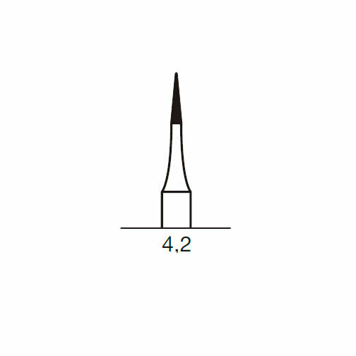 Финишный твердосплавный бор CF 133, конус безопасный конец, D=1.0 мм, L=4.2 мм, FG, желтый - фото 1