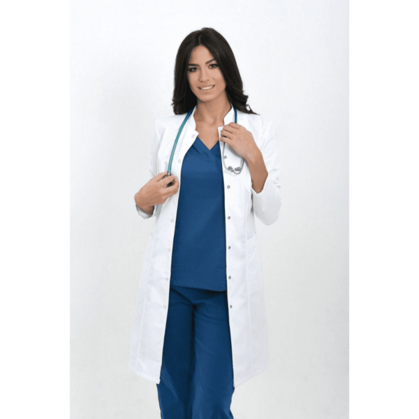 Халат женский BS813 на кнопках, белый, 46 - фото 2