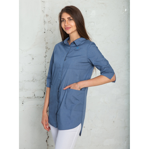 Рубашка женская на кнопках, деним, 58 - фото 0
