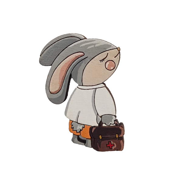 Значок "Зайка с портфелем", оранжевый - фото 0