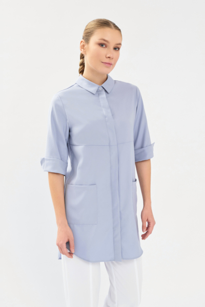 Рубашка женская на кнопках Тезис TZ450, серый, 58 - фото 2