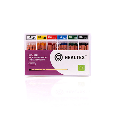 Штифты эндоканальные гуттаперчевые Healtex, с маркировкой длины, конусность 04, размеры 15, 20, 25, 30, 35, 40, 60 шт - фото 0