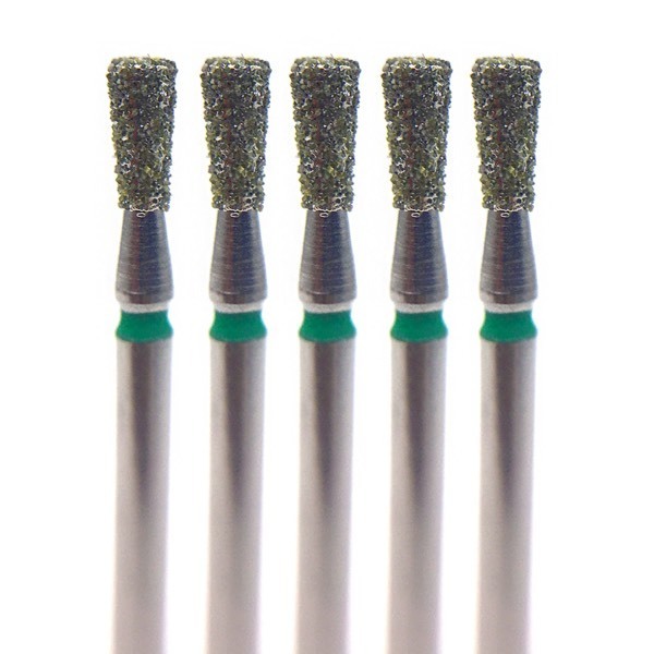 Бор алмазный 807G, конус обратный, D=1.8 мм, L=4.0 мм, FG, зеленый, 5 шт - фото 0