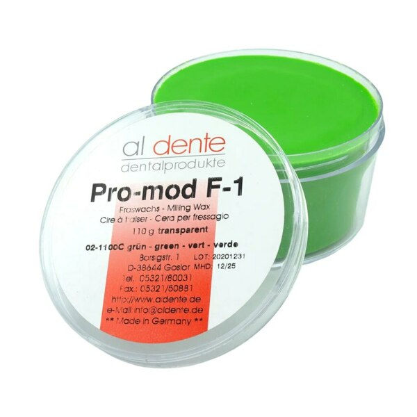 Фрезерный воск CAD/CAM Al Dente Pro-Mod F-1, твердый, для телескопических коронок и замков, зеленый, 110 г, 1 шт - фото 0