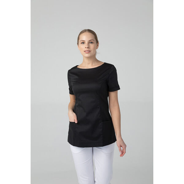 Туника женская Dr. Nice с молнией сзади, короткий рукав, черный, 46 - фото 4