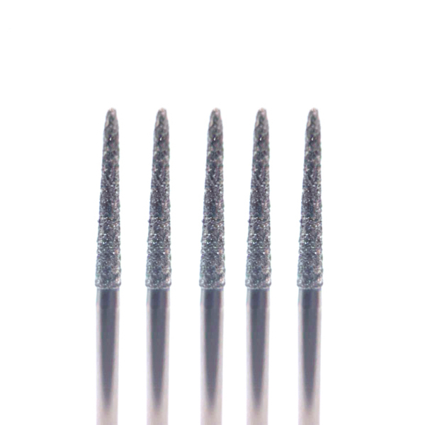 Бор алмазный 858, пика, D=1.2 мм, L=8 мм, FG, красный, 5 шт - фото 0