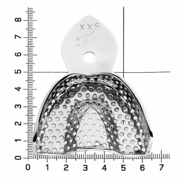 Ложка оттискная HLW, полная, перфорированная, верхняя челюсть, размер XXS, сталь, 1 шт - фото 1