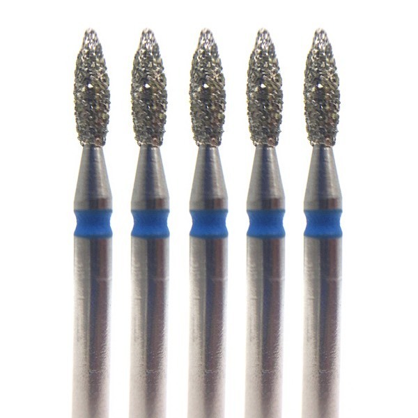 Бор алмазный 830, почка, тонкий, D=1.4 мм, L=4.5 мм, FG, синий, 5 шт - фото 0