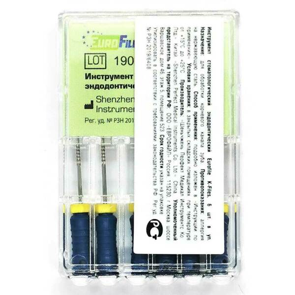 Файлы ручные Eurofile K-Files, для прохождения и расширения корневых каналов, 25 мм, №30/.02, сталь, 6 шт - фото 2