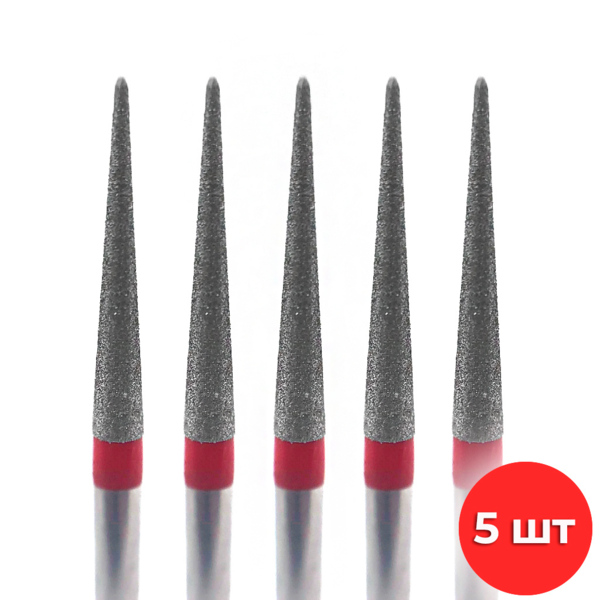 Бор алмазный Ecoline E 859 F, заостренный, D=1.6 мм, FG, красный, 5 шт - фото 0