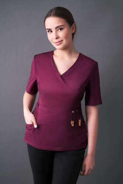 Туника женская Тезис TZ305 с принтом "Лапки", винный, 48 - фото 0