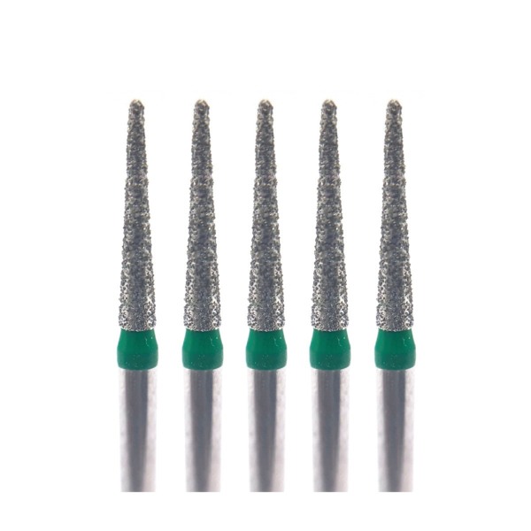 Бор алмазный Ecoline E 858, заостренный, D=1.4 мм, FG, зеленый, 5 шт - фото 0