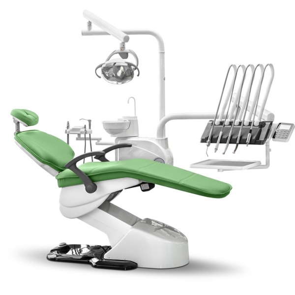 Стоматологическая установка Woson Wod 550, верхняя подача, мягкая обивка, зеленый  - фото 0