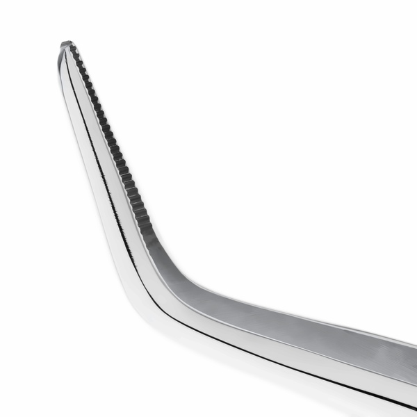 Пинцет анатомический HLW Meriam №22-1, изогнутый, для фиксации мягких тканей, рифленые зубчики, L=160 мм, с фиксатором, сталь, 1 шт - фото 2