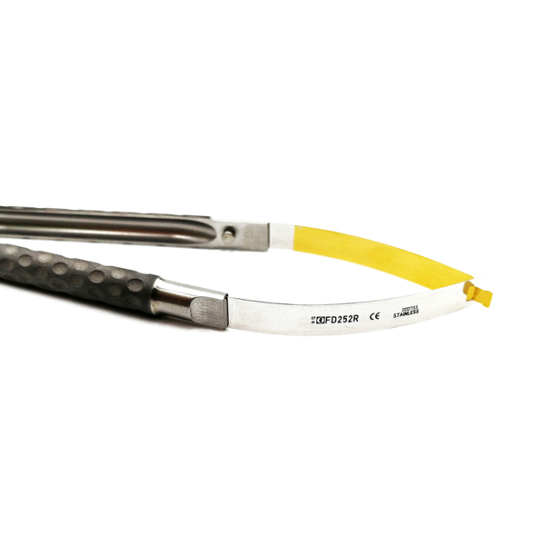 Ножницы микрохирургические для лигатуры, изогнутые, 1 зубчатое лезвие, длина 180 мм - фото 3