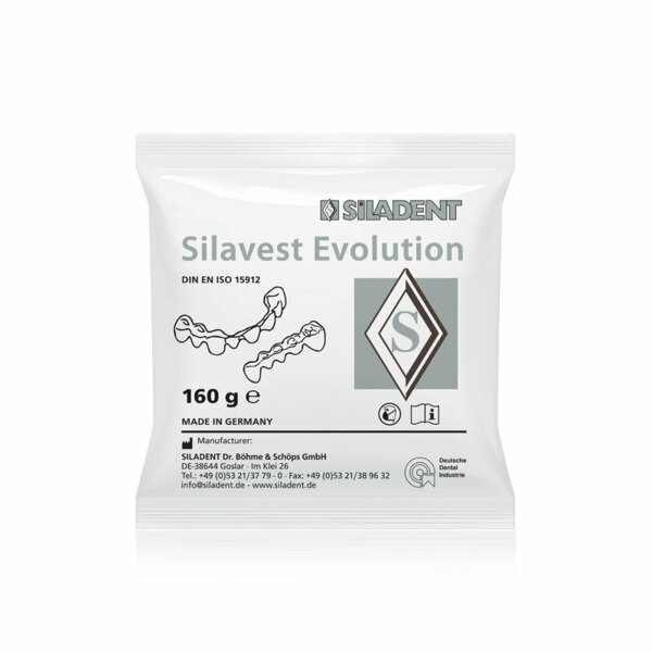 Silavest Evolution - фосфатная паковочная масса, без графита, для коронок и мостов, коробка 5 кг (32 х 160 г)