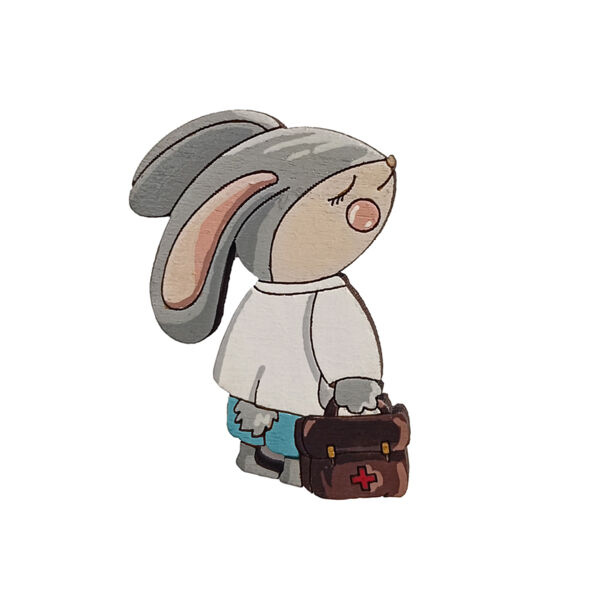 Значок "Зайка с портфелем", голубой - фото 0