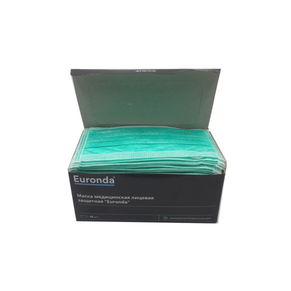 Медицинская защитная маска, защита 3, трехслойная, зеленая, 50 шт - фото 4