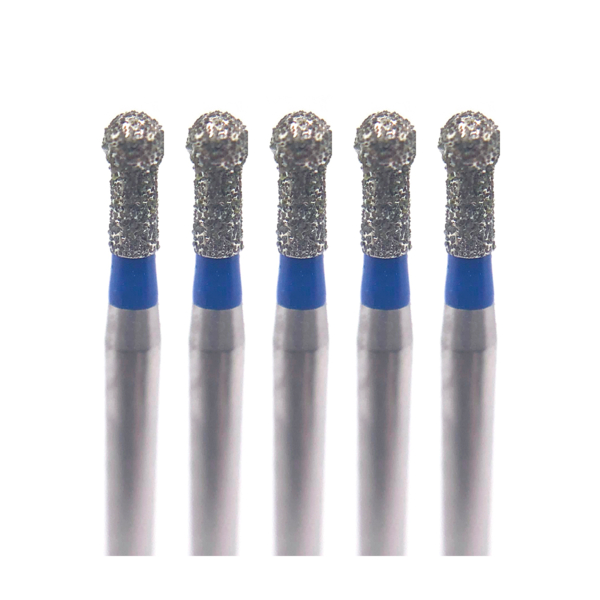 Бор алмазный Ecoline E 802L, шаровидный с воротником, удлиненный, D=1.6 мм, FG, синий, 5 шт - фото 0