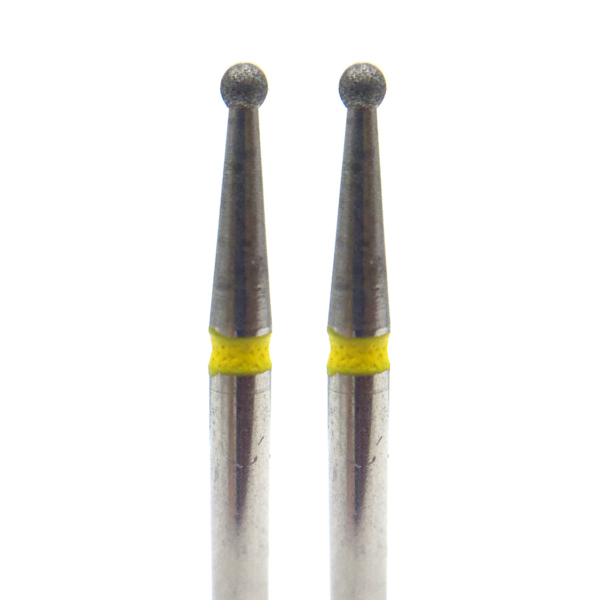 Бор алмазный 801EF, шаровидный, D=1.4 мм, FG, желтый, 2 шт - фото 0