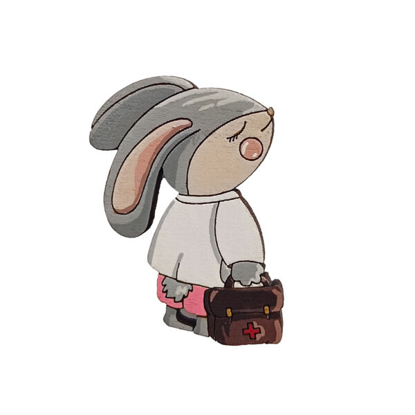 Значок "Зайка с портфелем", розовый - фото 0