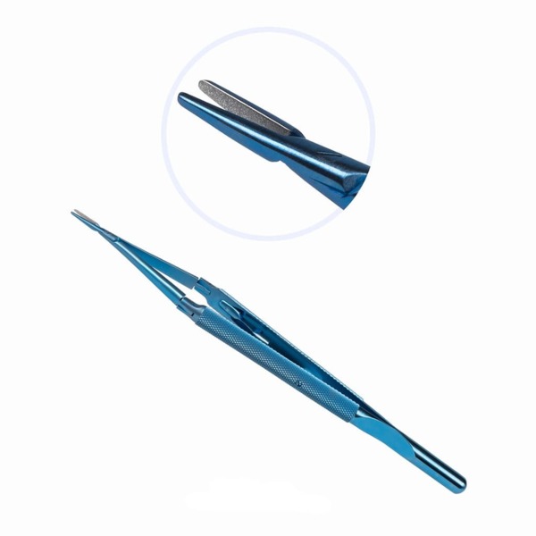 Иглодержатель микрохирургический трехшарнирный, 180 мм, 1.2 мм, без замка, прямой - фото 0