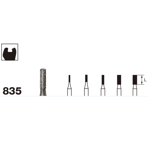 Бор алмазный 835, цилиндр, D=1.2 мм, L=4.0 мм, FG, зеленый - фото 1