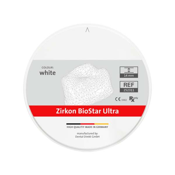 Фрезерный диск Zirkon BioStar Ultra, для систем CAD-CAM, цвет А3.5, 98,5х20 мм - фото 0