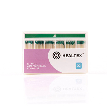 Штифты абсорбирующие бумажные Healtex, с маркировкой длины, конусность 02, размер 35, 200 шт - фото 0