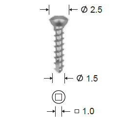 Винт самонарезающий, D (стержня/шляпки)=1.5/2.5 мм, L=5 мм, S=1.0 мм (шлиц-квадрат) - фото 1