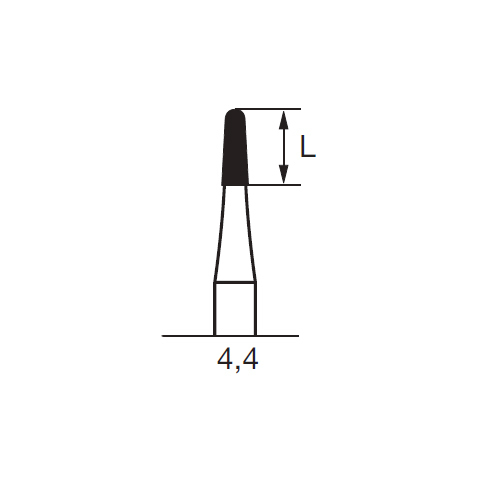 Бор твердосплавный CB 23 R, конус закругленный, D=1.6 мм, L=4.4 мм, FG, синий - фото 1