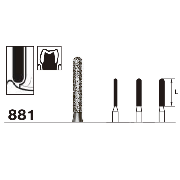 Бор алмазный 881, цилиндр закругленный, D=1.6 мм, L=8.0 мм, FG, синий - фото 1