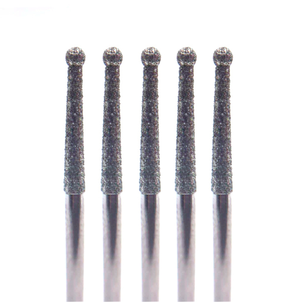 Бор алмазный 801LE, удлиненный шарик, D=1.4 мм, L=10 мм, FG, зеленый, 5 шт - фото 0