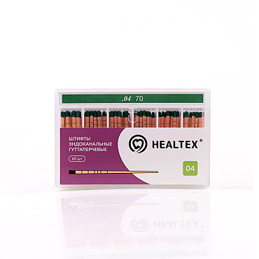 Штифты эндоканальные гуттаперчевые Healtex, с маркировкой длины, конусность 04, размер 70, 60 шт - фото 0