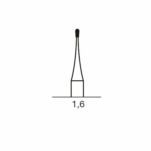 Бор твердосплавный CB 7, груша, D=0.8 мм, L=1.6 мм, RA, синий - фото 1