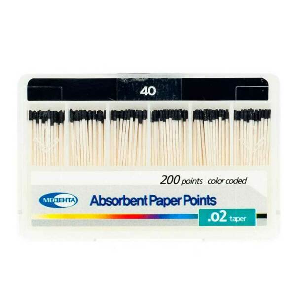 Штифты бумажные Meta Biomed Медента, абсорбирующие, с маркировкой длины, №40/.02, 200 шт - фото 0