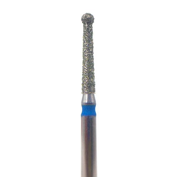 Бор алмазный 802L, шаровидный с воротником, удлиненный, D=1.4 мм, FG, синий - фото 0