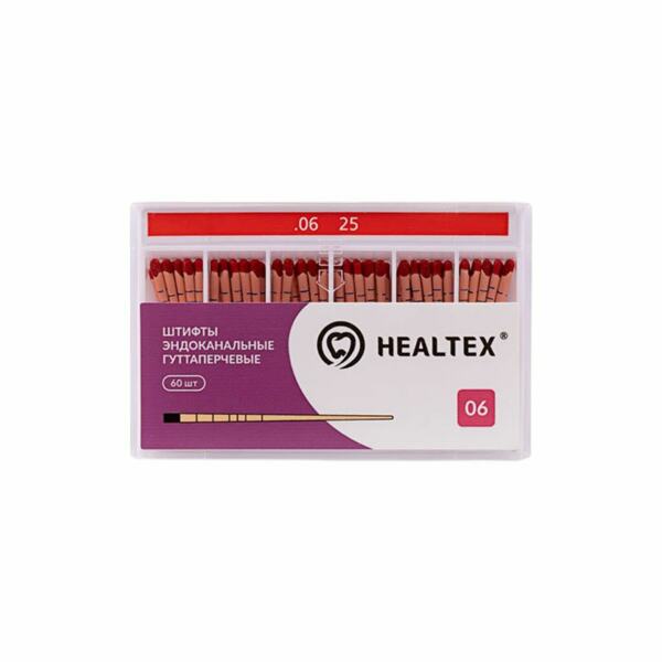 Штифты гуттаперчевые Healtex, для пломбирования корневых каналов, с маркировкой длины, №25/.06, 60 шт - фото 0