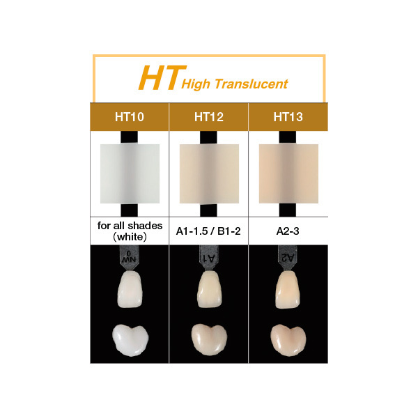 KATANA Zirconia HT 12 - циркониевые диски, высокая прозрачность, T:22 мм (оттенки A1.5/B1-2) - фото 2