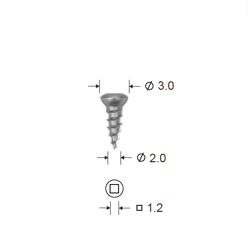 Винт самосверлящий, D (стержня/шляпки)=2.0/3.0 мм, L=7 мм, S=1.2 мм (шлиц-квадрат) - фото 1