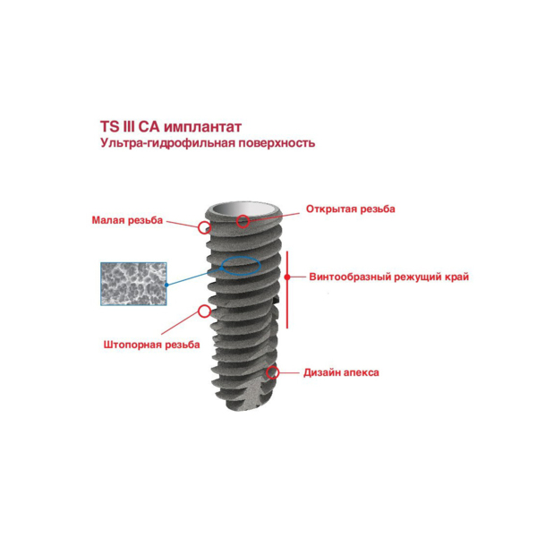 TS III CA - имплантат, D=5.0 мм, L=10.0 мм, в кальциевом растворе, Standart - фото 1