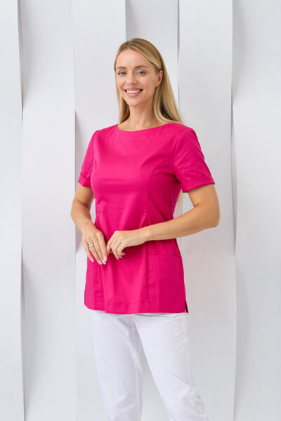 Туника женская Dr. Nice с молнией сзади, короткий рукав, малиновый, 56 - фото 2