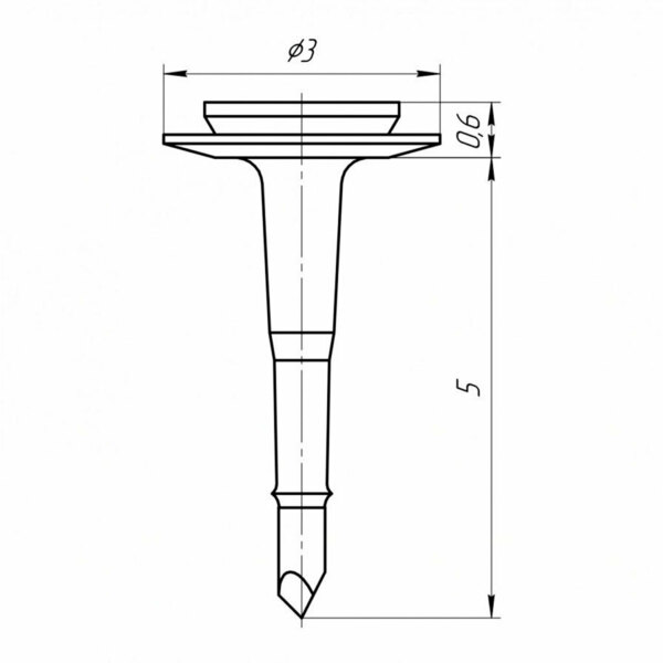 Пин безударный EndoCarbon, для фиксации мембран и титановых сеток, тип 2, L=5 мм, H=0.6 мм, D(шляпки/стержня)=3.0/0.6 мм, титан, 5 шт - фото 1