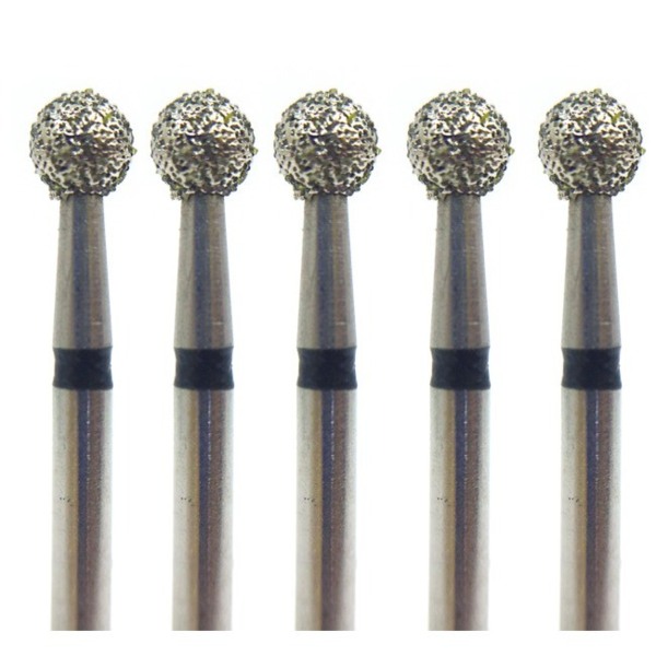 Бор алмазный 801SG, шаровидный, D=2.5 мм, FG, черный, 5 шт - фото 0