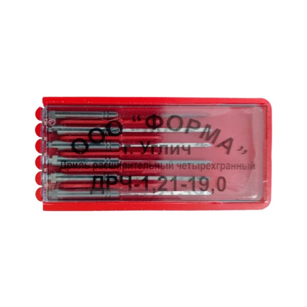 Дриль расширительный ФОРМА ДРЧ, для установки штифтов, четырехгранный, D=1.21 мм, L=19.0 мм, сталь, 6 шт - фото 1