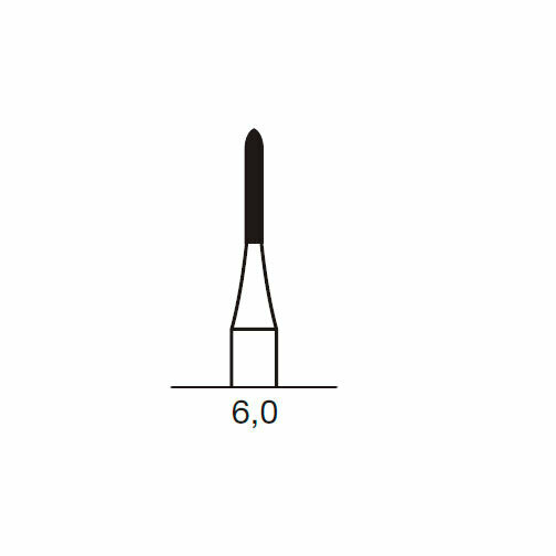 Финишный твердосплавный бор CF 282, торпеда, D=1.0 мм, L=6.0 мм, FG, синий - фото 1